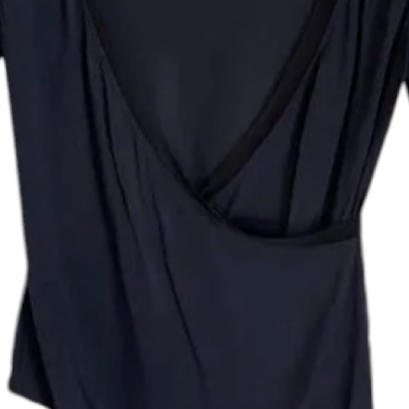 Intimately FP sz S black short sleeve V-neck wrap front thong bodysuit mesh trim - Picture 4 of 16